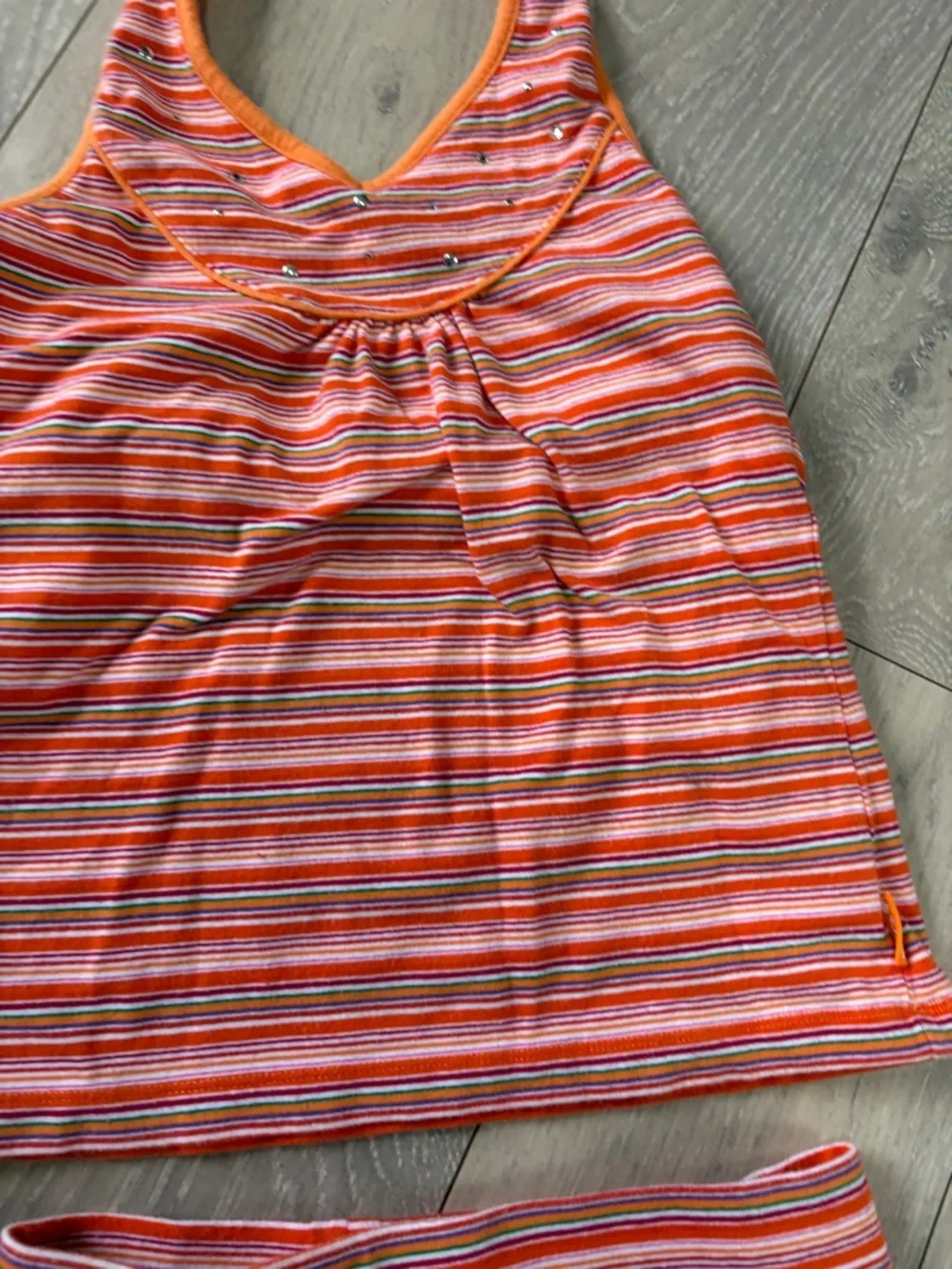 Y2K The Children's Place Bright Orange Striped Tank & Skirt Set - Picture 3 of 4